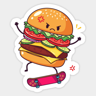 Furious Skateboard Burger Sticker